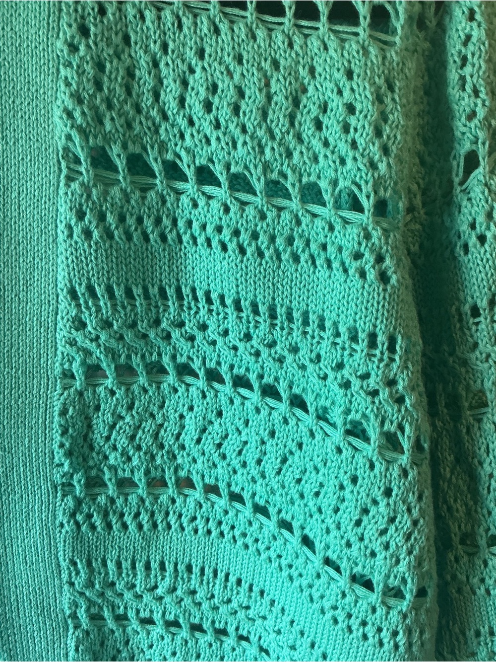 89th & Madison Teal Open-Front Crochet Cropped Cardigan - Picture 5 of 6